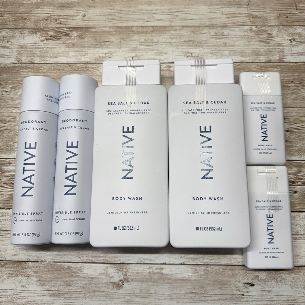 Native Natural Body Wash, Sea Salt & Cedar, Sulfate Free 18 oz. Invisible Spray